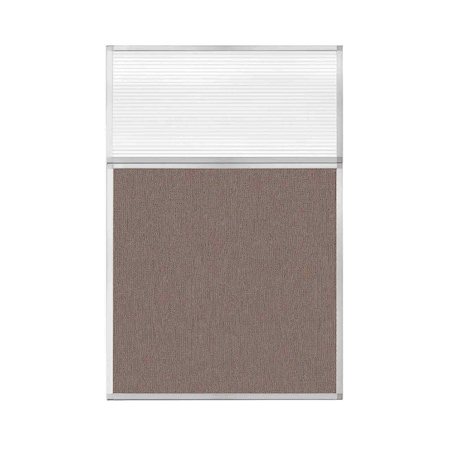 Versare Hush Panel Configurable Cubicle Partition 4' x 6' W/ Window Latte Fabric Clear Fluted Window 1850613-1